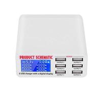 Vbestlife Portátil Estación de Carga 6 Puertos USB Soporte de Carga de Escritorio Cargador Rápidamente para Múltiples Dispositivos de Protección(Blanco)