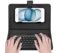 VBESTLIFE Portátil Funda con Teclado Inalámbrico Bluetooth para Los 4.5in-6.8in Teléfonos iOS para Android, Universal Protectora Cover Funda de TPU con el Soporte, Impermeable (Negro)