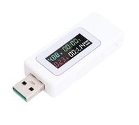 VBESTLIFE Probador de Medidor de Potencia USB, 0-195W 0-6.5A Multímetro de Voltaje Medidor de Corriente USB Voltímetro Amperímetro Probador de Cargador KWS V30 (WHITE)