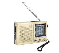 VBESTLIFE Radio Am/FM Corta, Radio Portátil de Bolsillo Multibanda Am/FM con Alimentación por Pilas y Conector para Auriculares de 3,5 Mm, Ideal para Caminar, Viajar y Hacer Senderismo. (Gold)