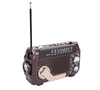 VBESTLIFE Radio de Emergencia, Radio de Manivela Solar de Estilo Retro con Am FM SW, Bluetooth 5.2, Linterna, para Emergencia de Camping Al Aire Libre (Café Profundo)
