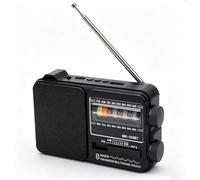 VBESTLIFE Radio Portátil Am FM SW, Radio de Corta Recargable por Bluetooth con Linterna, Reproducción USB, Perilla Grande para Personas Mayores