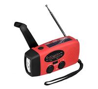 VBESTLIFE Radio portátil AM/FM/WB, radio 3 en 1, multifunción, con método de carga múltiple, cargador de linterna solar tipo mano con 3 LED (rojo)