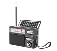 VBESTLIFE Radio Vintage Portátil Am FM SW, Altavoz Bluetooth con Unidad USB, Tarjeta de Memoria, Carga Solar, Tipo C, Batería de 1200 MAh, para Emergencias en Camping en Casa