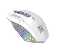 VBESTLIFE Ratón de Juego Inalámbrico, Tri Mode 2.4G USB C Bluetooth Mouse Gaming, 800-12000 dpi, RGB Retroiluminado, Recargable, para PC Portátil (Blanco Gris)