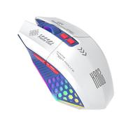 VBESTLIFE Ratón de Juego Inalámbrico, Tri Mode 2.4G USB C Bluetooth Mouse Gaming, 800-12000 dpi, RGB Retroiluminado, Recargable, para PC Portátil (Azul Blanco)
