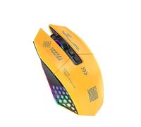 VBESTLIFE Ratón de Juego Inalámbrico, Tri Mode 2.4G USB C Bluetooth Mouse Gaming, 800-12000 dpi, RGB Retroiluminado, Recargable, para PC Portátil (Yellow)