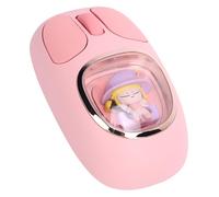 VBESTLIFE Ratón Inalámbrico, Modo Triple 2.4G/Bluetooth 5.0/3.0 Recargable Silencioso RGB Retroiluminado Ergonómico Ratón de Computadora, Lindo Diseño de Muñeca, para PC Portátil (Pink)