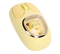 VBESTLIFE Ratón Inalámbrico, Modo Triple 2.4G/Bluetooth 5.0/3.0 Recargable Silencioso RGB Retroiluminado Ergonómico Ratón de Computadora, Lindo Diseño de Muñeca, para PC Portátil (Yellow)
