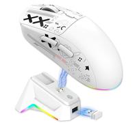 VBESTLIFE Ratón Inalámbrico para Juegos, 2 4G/ Blutooth 5.3/ Conexión por Cable, Tasa de Sondeo de 12000 dpi 1000Hz, 7 Botones Programables, 6 Modos de Luz RGB, (White)