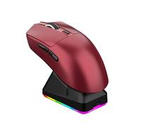 VBESTLIFE Ratón Inalámbrico para Juegos de 3 Modos con Base de Carga RGB, Ratón para Juegos Bluetooth Ergonómico Ligero, 7 Botones, para Ordenador Portátil y PC (Rojo)