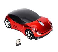 VBESTLIFE Ratón Inalámbrico, Suspensión Automática, Ratón de Ordenador, Ahorro de Energía Inteligente, Forma de Coche Rojo para Ordenador de Escritorio y Portátil