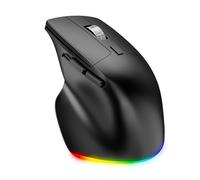 VBESTLIFE Ratón Vertical Ergonómico, 800-1600 dpi Ajustables, 6 RGB Efectos de Luz, BT1/ BT2/ 2.4G INALLA, Carga USB C, para PC de Escritorio Portátil
