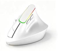 VBESTLIFE Ratón Vertical, Ergonómico Inalámbrico Bluetooth 5.2 2.4G con Luz RGB 800 1200 1600 dpi 6 Botones Silencioso, para PC Portátil (White)