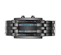 VBESTLIFE Reloj Binary, Reloj Digital con Pantalla Binaria Vanguardista, LED Azul, Inusual, Lente de Vidrio Mineral, Resistente Al Agua hasta 30 M, Estructura Curvada Convexa, Regalo de Moda