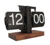 VBESTLIFE Reloj de Escritorio con Tapa, Reloj de Mesa con Tapa Automática Retro Vintage, Reloj con Pilas de Gran Número para Decoración de Oficina en el Hogar (Black)