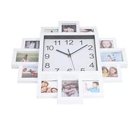 VBESTLIFE Reloj de Pared con Marco de Fotos Blanco, Reloj DIY para Decoración del Hogar, Multifoto Seguro para Oficina, Material ABS, 15,35 Pulgadas