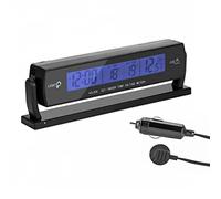 Vbestlife Reloj Despertador de Voltaje automático para automóvil Digital multifunción con termómetro de Temperatura Interior/Exterior Pantalla LCD Monitor de Voltaje de batería Medidor Detector