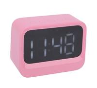 VBESTLIFE Reloj Digital con Altavoz Bluetooth, Pantalla LED Grande, Reproductor MP3, Batería Recargable de 1200 MAh, Alarma Dual para Dormir Profundo (Pink)