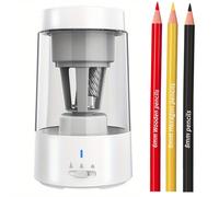 VBESTLIFE Sacapuntas Eléctrico Automático, Recargable con Hoja Helicoidal para Lápices de Colores n.° 2, Afilado Rápido en 3-5 Segundos, Nitidez Ajustable Fino Medio Grueso, Desperdicio de 400 Ml