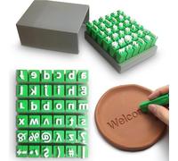 VBESTLIFE Sellos de Letras para Arcilla, Juego de Sellos de Alfabeto de Arcilla Polimérica para Cerámica, Grabado en Relieve, Actividades Familiares, Letras Minúsculas y Símbolos