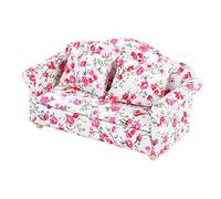 VBESTLIFE Sofá Doble para Casa de Muñecas a Escala 1/12, Mini Muebles con Patrón de Flores Exquisito, Seguro y Duradero, Ideal para Modelos de Juguetes de Casa de Muñecas (pequeños racimos de Flores)