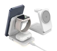 VBESTLIFE Soporte de Cargador Inalámbrico 3 en 1, Estación de Carga Rápida Plegable Portátil con Potencia Máxima de 15W, para Auriculares de Reloj de Teléfono iOS (White)