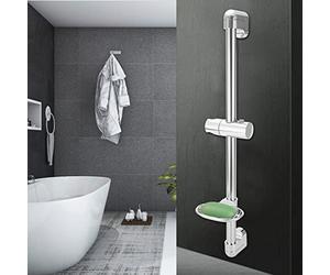 VBESTLIFE Soporte para Cabezal de Ducha de Acero Inoxidable con Caja de , Asidero Ajustable G1/2 para Seguridad de Personas Mayores, Soporte de Pared Giratorio de 360°, Barra de Agarre para