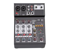 VBESTLIFE Tablero Mezclador de Audio de 4 Canales, Consola Mezcladora de Tablero de Sonido con Alimentación Digital USB Bluetooth de 48 V, para PC, Mezclador DJ para Podcasting