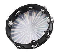 VBESTLIFE Tambor de Mano de 10 Pulgadas Jingles de Doble Percusión de Pandereta Láser Reflectante ABS con Campanas de Acero Inoxidable Seguras Sonido Claro y Fuerte Borde Pulido