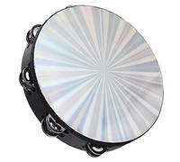 VBESTLIFE Tambor de Mano, Pandereta de Cascabeles de Doble, Sonido Fuerte Claro de 10 Pulgadas, Reflectante Láser ABS Seguro, Borde de Acero Inoxidable, Juguete Musical Portátil Liviano para el