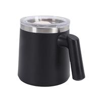 VBESTLIFE Taza de café con Asa, Vasos de Viaje Aislados de Acero Inoxidable con Tapa, Taza de Camping Al Vacío de Doble Pared para Bebidas Frías y Calientes té (BLACK)