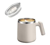 VBESTLIFE Taza de café con Asa, Vasos de Viaje Aislados de Acero Inoxidable con Tapa, Taza de Camping Al Vacío de Doble Pared para Bebidas Frías y Calientes té (WHITE)