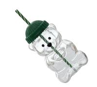 VBESTLIFE Taza de Paja de Oso Lindo de 20 Oz, Vidrio de Borosilicato Ligero para café, té con Leche para Eventos Al Aire Libre