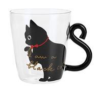 Vbestlife Taza para gatos, forma de gato, taza transparente de café y té con larga vida útil para oficina y escritorio en casa (gato negro)