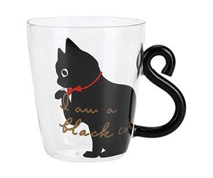Vbestlife Taza para gatos, forma de gato, taza transparente de café y té con larga vida útil para oficina y escritorio en casa (gato negro)