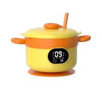 VBESTLIFE Tazón Calentador de Alimentos Inteligente, Contenedor de Alimentos Inalámbrico de Acero Inoxidable de Gran Capacidad de 470ml con Batería de 3600mAh para Bebés y Niños Pequeños (YELLOW)