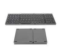 VBESTLIFE Teclado Bluetooth Plegable, Teclado Inalámbrico Portátil de Triple Pliegue con Teclado Numérico, Teclado de Viaje de Bolsillo Compatible con Conexión de Múltiples Dispositivos,