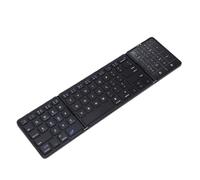 VBESTLIFE Teclado Bluetooth Plegable, Teclado Inalámbrico Recargable con Panel Multitáctil y Sincronización de 3 Dispositivos, para Computadora Portátil, Tableta, Teléfono Inteligente (Black)