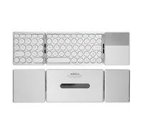 VBESTLIFE Teclado Bluetooth Plegable, Teclado Plegable Inalámbrico con Panel Táctil, Teclado de Bolsillo Portátil para Viajes de Negocios, para iOS, Android, Tableta con Teléfono (Silver)