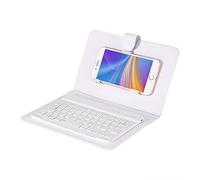 VBESTLIFE Teclado Bluetooth, Teclado magnético Desmontable inalámbrico portátil Universal con Funda con Tapa de Cuero PU para Android de 4.5-6.8 Pulgadas/para/para teléfonos iOS(White)