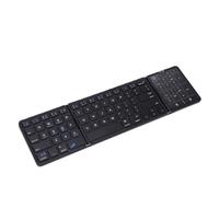 VBESTLIFE Teclado Bluetooth Tri Fold, Portátil Inalámbrico Recargable con Panel Táctil 5.1 3 Canales 150mAh 60H Tipo C 10m Multidispositivo, para Computadora Portátil PC Tableta (Black)