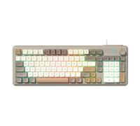 VBESTLIFE Teclado con Cable USB, Teclado Elegante de 3 Colores con Perilla Personalizable e Iluminación Negra RGB, para Juegos de PC y Portátiles