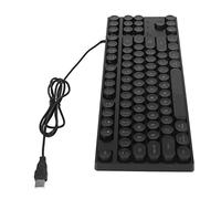 VBESTLIFE Teclado de Computadora 87 Teclas Teclado para Juegos Puerto USB Teclas Redondas Estilo Retro Punk Dormitorio (Black)