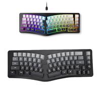VBESTLIFE Teclado de Juego Ergonómico, ángulo de 166 ° en Forma de V y Diseño de Teclado Dividido, Retroiluminación RGB con Cable, Teclados Compactos de 69 Teclas, Enchufe y Juego