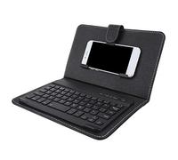 VBESTLIFE Teclado español, Teclado español inalámbrico Bluetooth con Funda Protectora de Cuero, Universal para teléfono móvil de 4.5-6.8in
