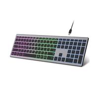 VBESTLIFE Teclado Inalámbrico, 110 Teclas Retroiluminadas RGB con Teclado Numérico, Conexión Bluetooth 5.0 2.4G de Triple Modo, Batería Recargable de 1200 MAh para PC.