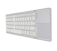 VBESTLIFE Teclado Inalámbrico Plegable con Panel Táctil, Teclado Táctil Portátil de 63 Teclas, Carga USB, para Teléfono Inteligente, Tableta, Portátil, Viaje(Blanco Plateado)