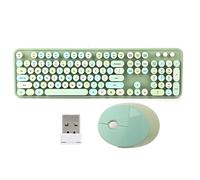 VBESTLIFE Teclado inalámbrico, Teclado de diseño único, Teclado mecánico, diseño Retro, 104 Teclas, Juego de Teclado y Mouse, Lindo Teclado, para Oficina/hogar, para computadora(Verde)
