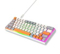 VBESTLIFE Teclado Mecánico con Cable, Teclado Compacto Intercambiable en Caliente de 63 Teclas con Cable Desmontable, para Escribir en PC y Portátil para Juegos (Azul Interruptor Gris Blanco Naranja